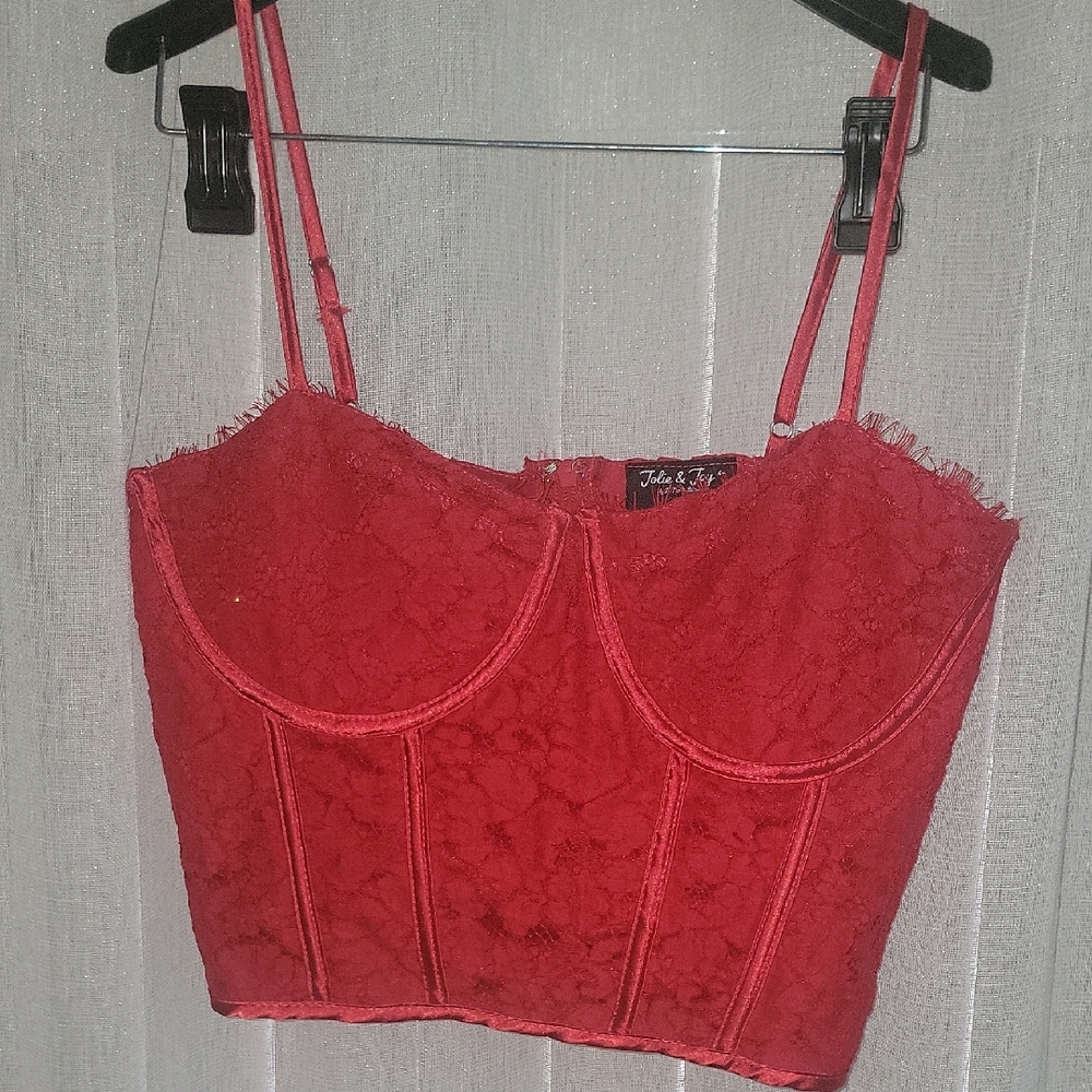Red Lace Crop Top